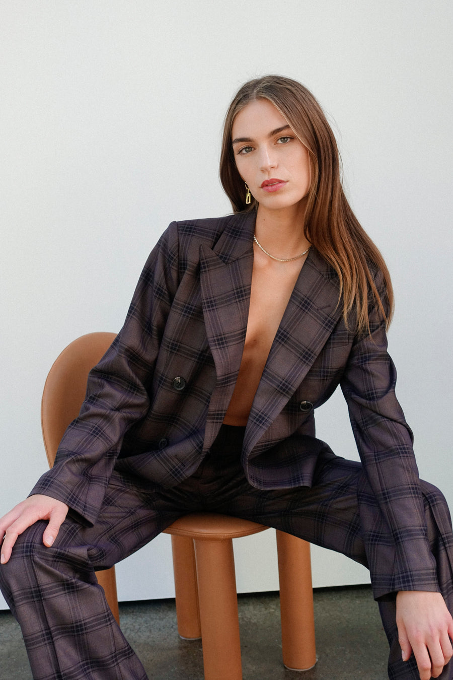 Hansen & Gretel Alistair Double Breasted Blazer - Charcoal Tartan