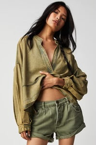 Free People Jude Denim Pullover - Warm Camel