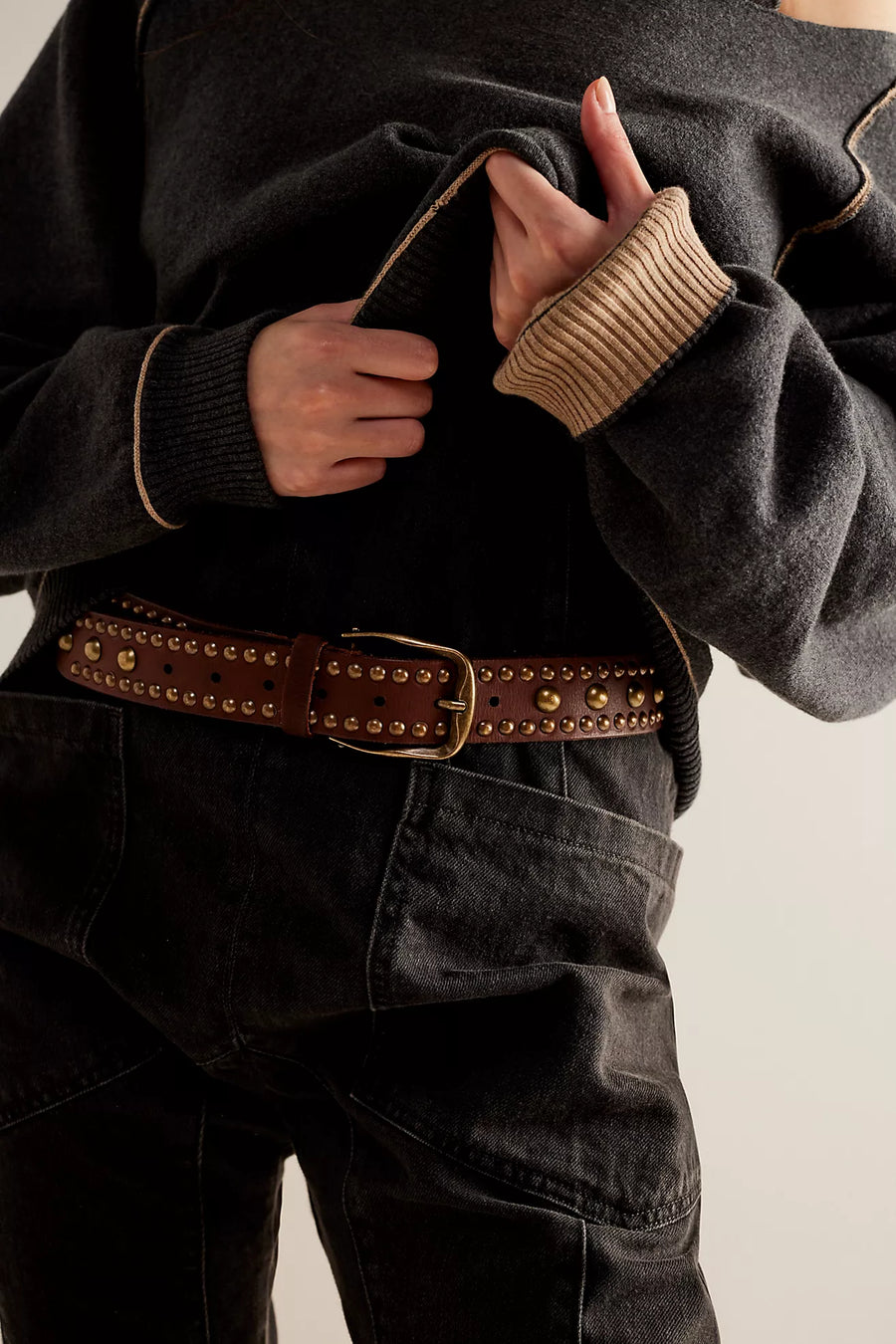 Free People WTF Sola Stud Belt - Cognac