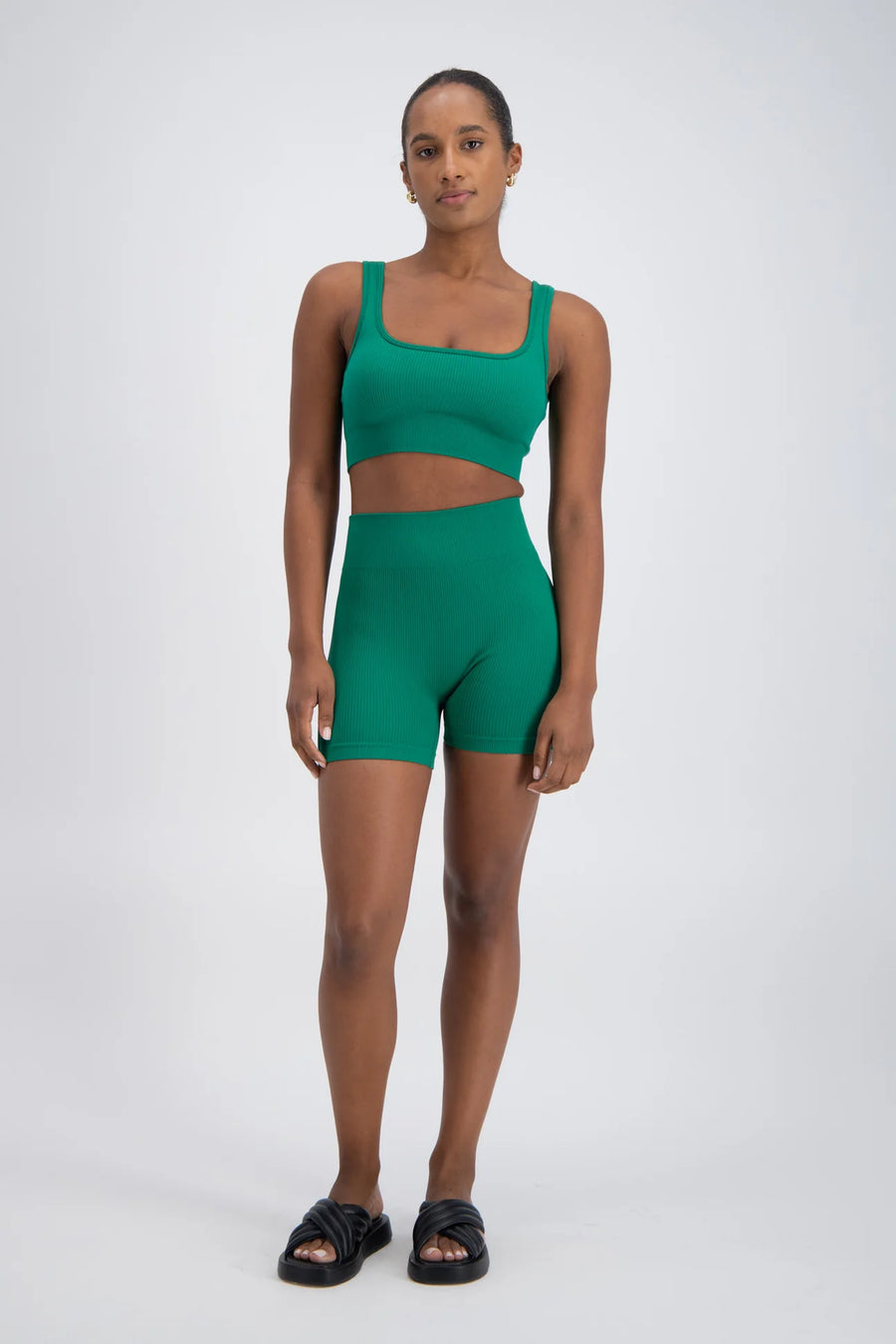 Jasmine Alexa Palermo Rib Knit Shorts - Green