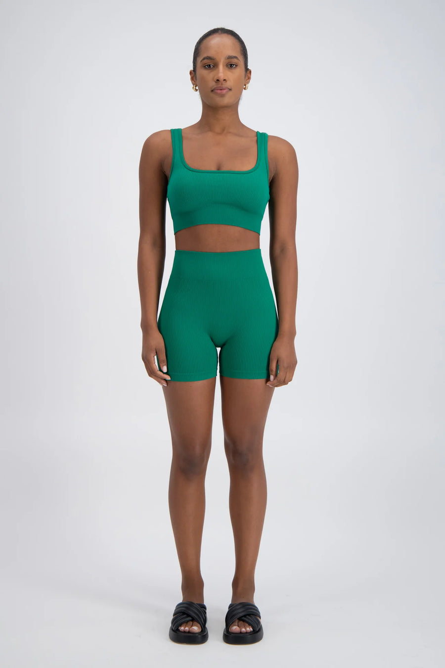 Jasmine Alexa Palermo Rib Knit Shorts - Green