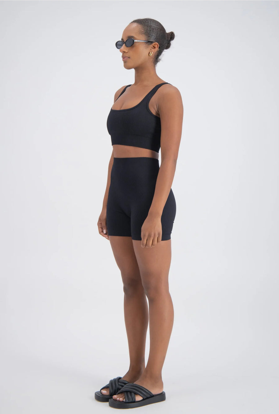 Jasmine Alexa Palermo Seamless Rib Knit Shorts - Black