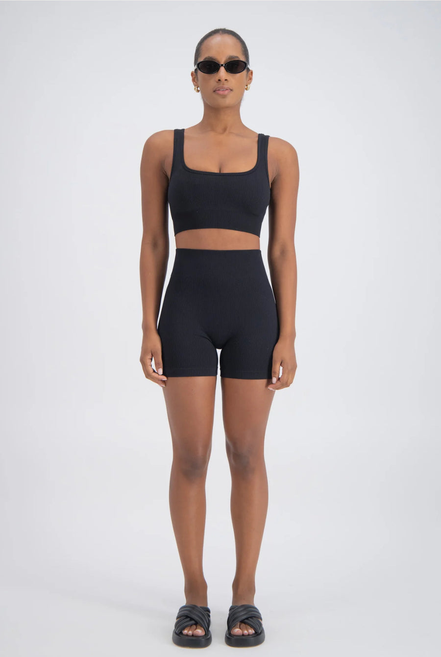 Jasmine Alexa Palermo Seamless Rib Knit Shorts - Black