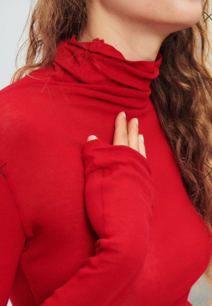American Vintage Massachusetts L/S Turtleneck - Vintage Chili Pepper