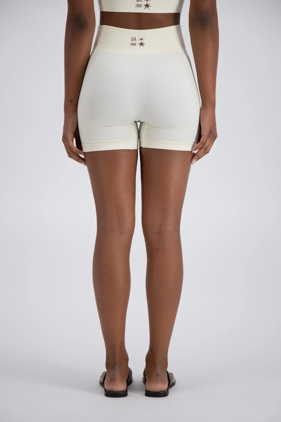 Jasmine Alexa Palermo Seamless Rib Knit Shorts - White