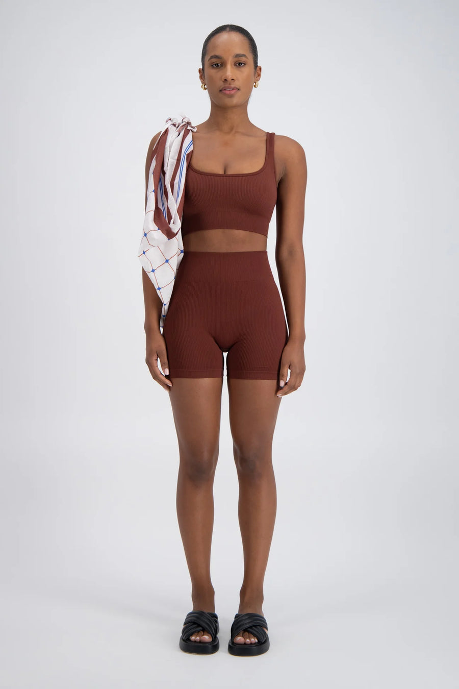 Jasmine Alexa Palermo Seamless Rib Knit Short - Brown