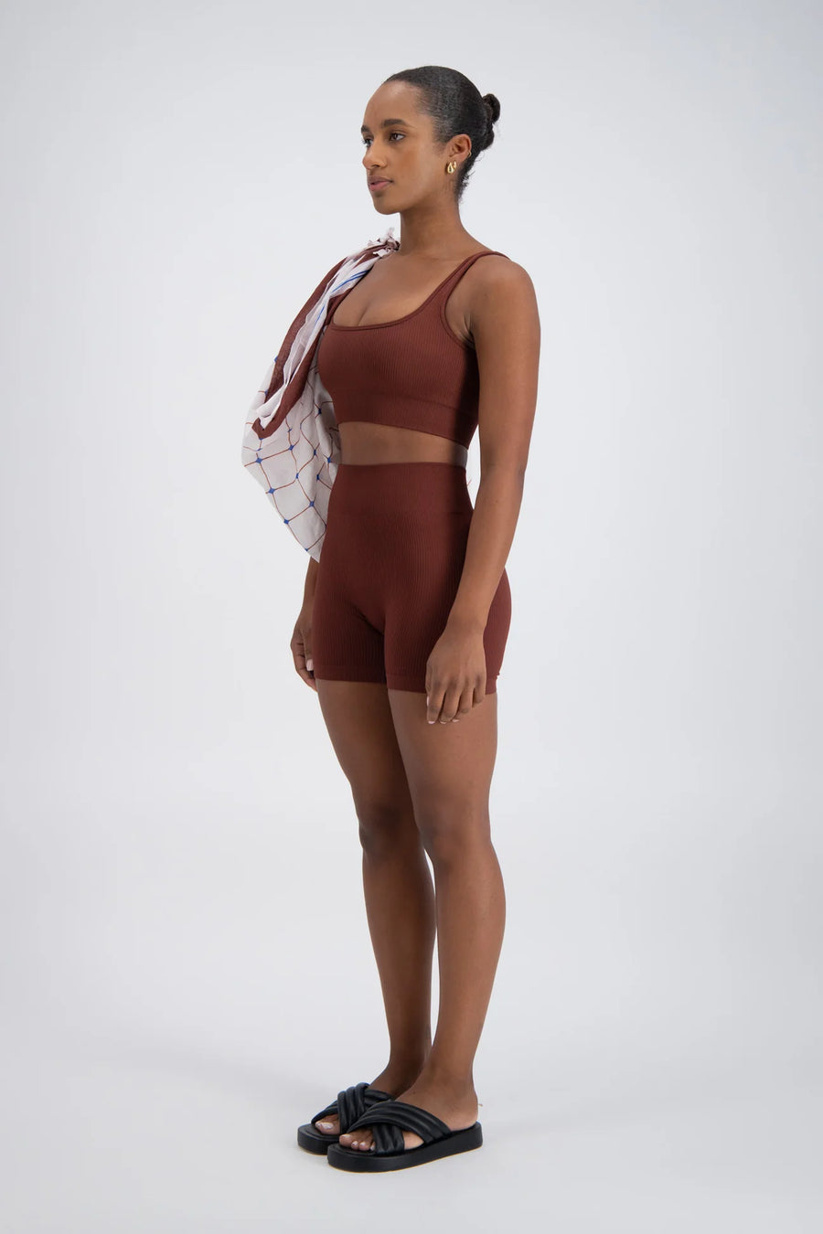 Jasmine Alexa Palermo Seamless Rib Knit Short - Brown