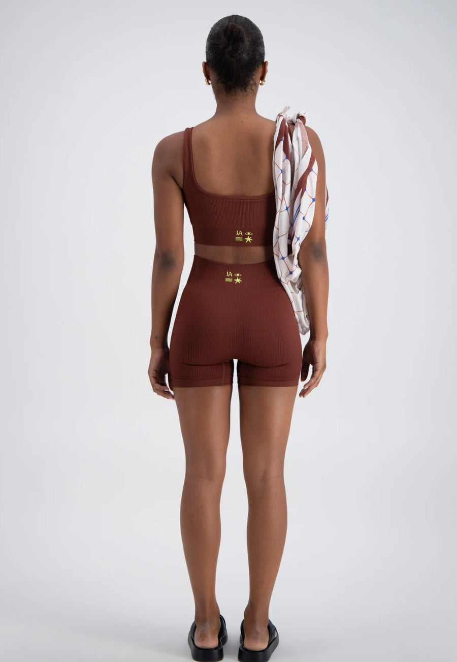 Jasmine Alexa Palermo Seamless Rib Knit Short - Brown