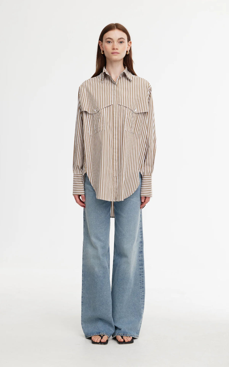 Kinney Riley Shirt - Stone/Ivory Stripe