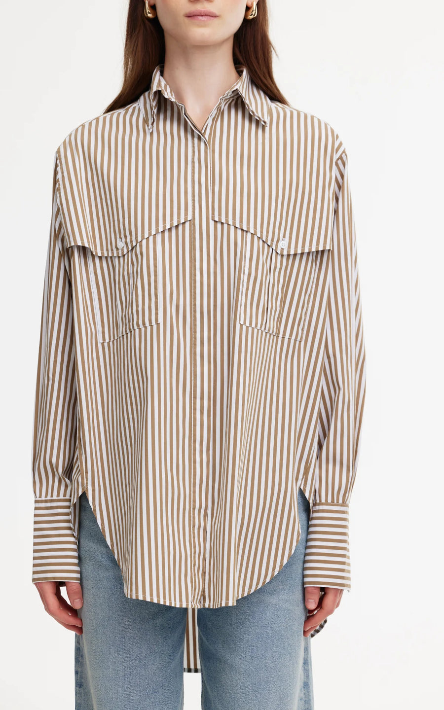 Kinney Riley Shirt - Stone/Ivory Stripe