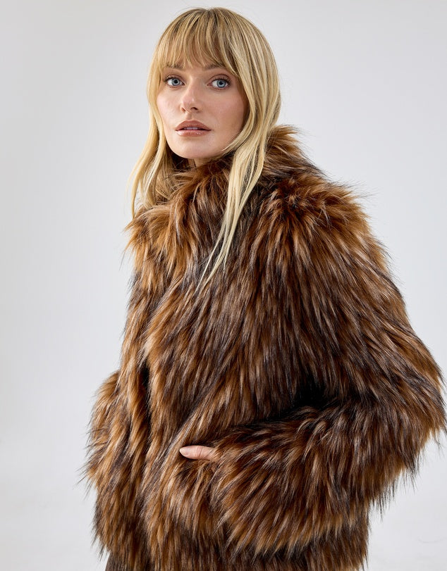 Unreal Fur Fur Delish Jacket - Brown Raccoon