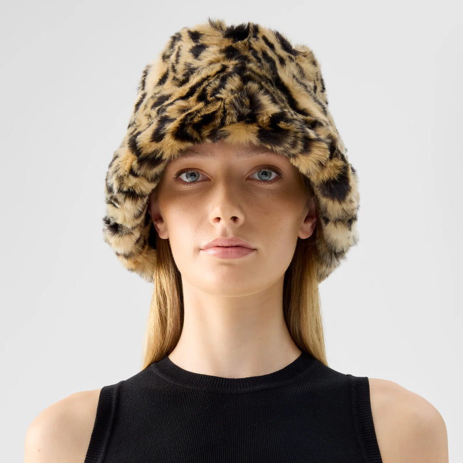 Unreal Fur Yeoman Hat - Light Leopard