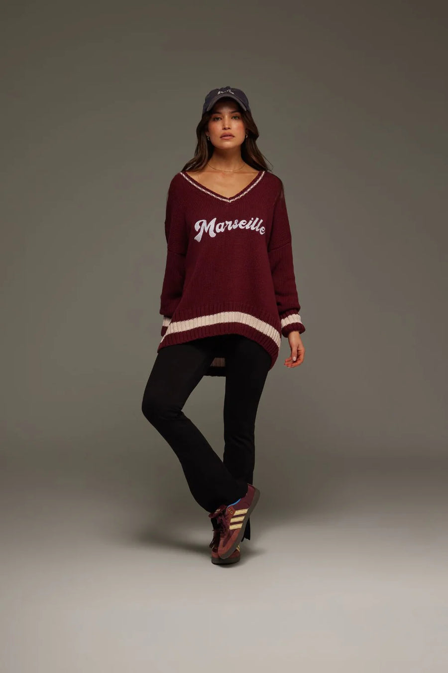Araminta James Marseille V-Neck Sweater - Red Wine