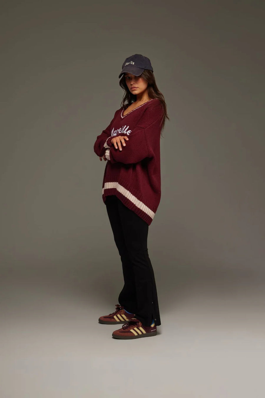 Araminta James Marseille V-Neck Sweater - Red Wine