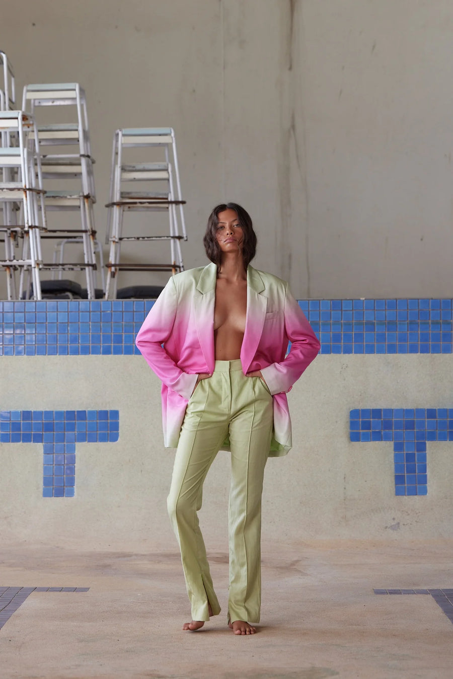 Pippa The Label Marlow Blazer - Olive/Hot Pink Ombre SALE