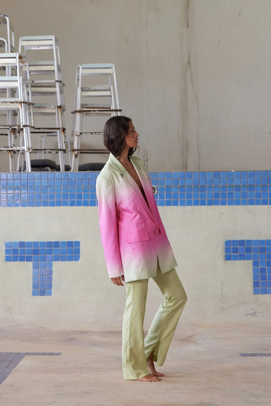 Pippa The Label Marlow Blazer - Olive/Hot Pink Ombre