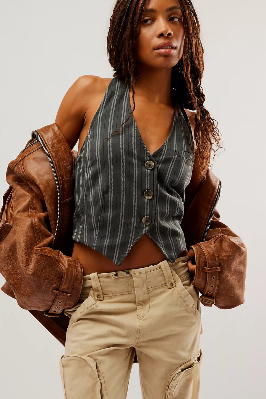 Free People Dakota Vest - Charcoal Combo FINAL SALE