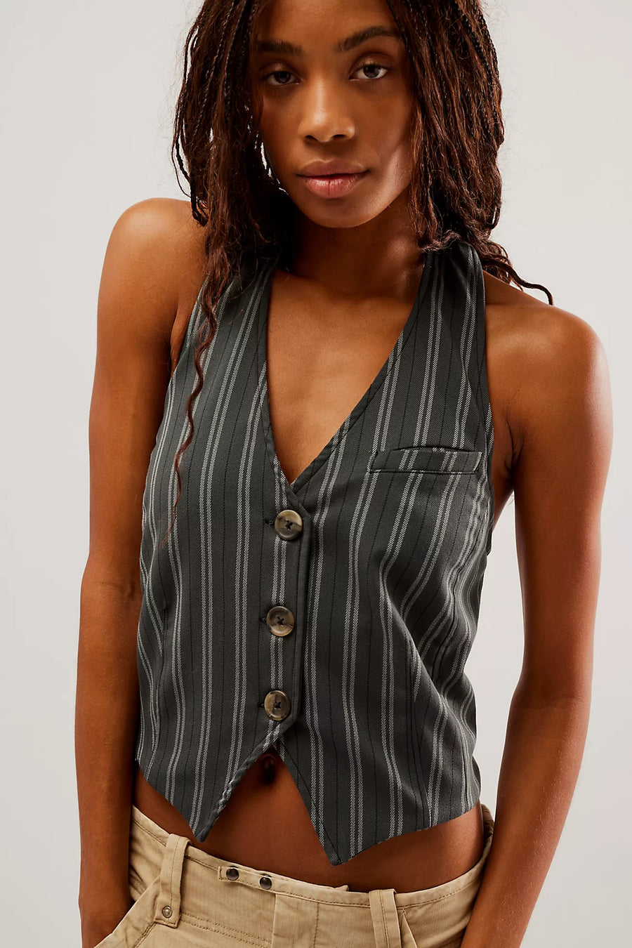 Free People Dakota Vest - Charcoal Combo FINAL SALE