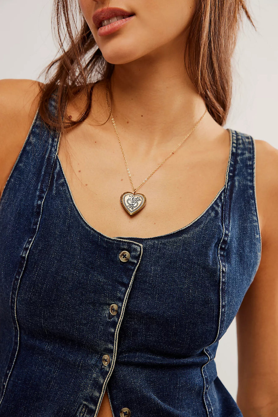 Free People Kara Vest - Rugged Denim