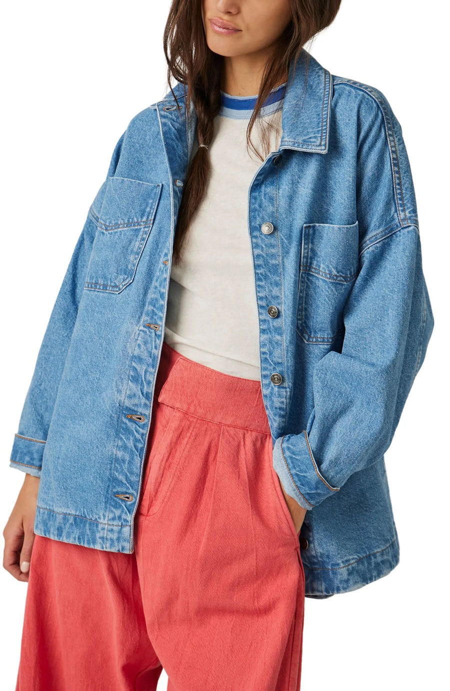 Free People Madison City Denim Jacket - Solar Wash