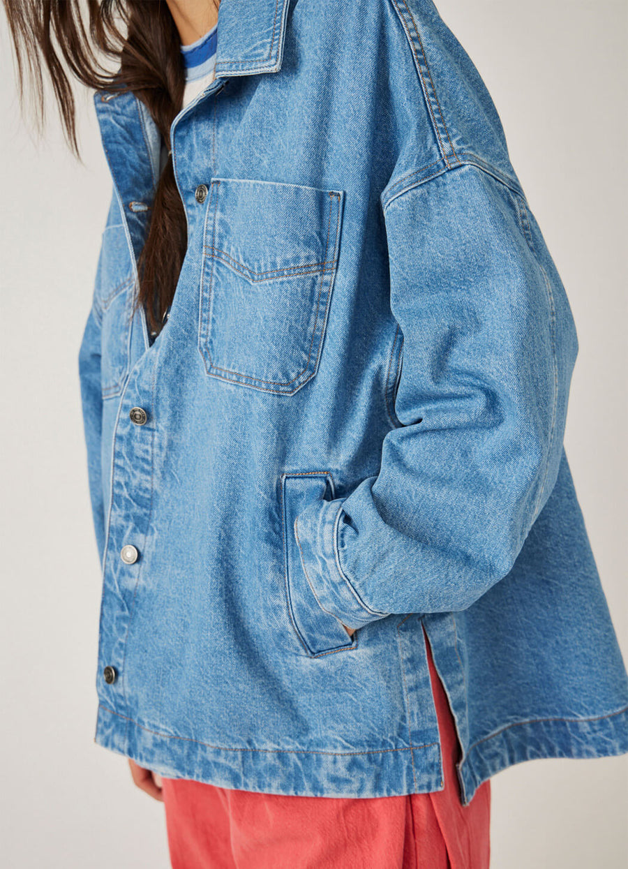 Free People Madison City Denim Jacket - Solar Wash