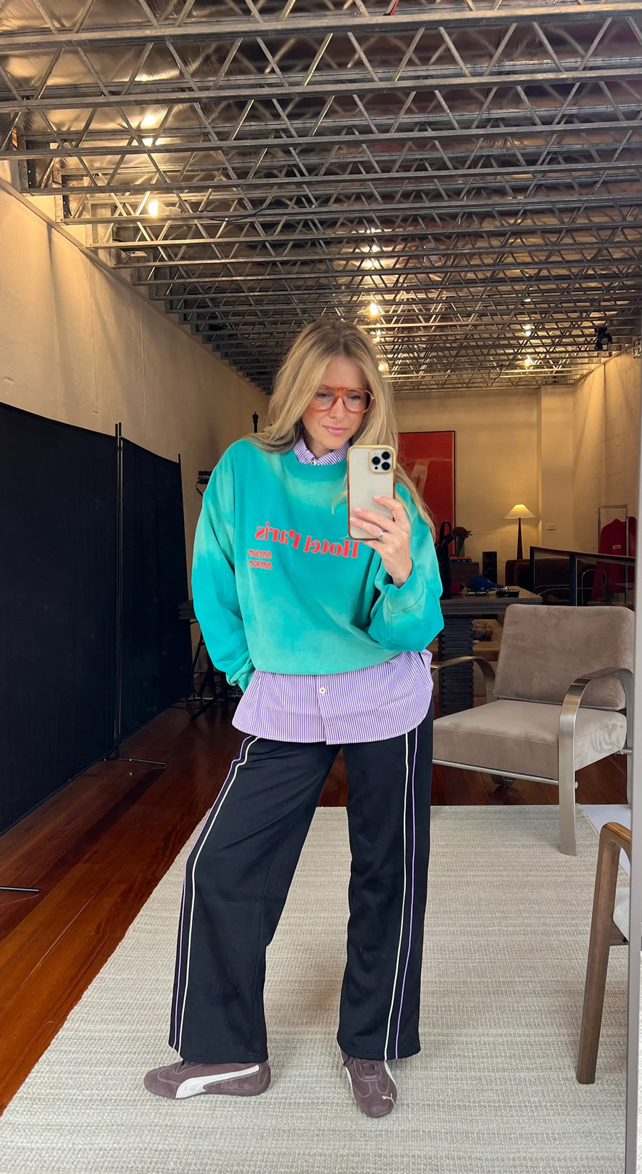 Araminta James Hotel Paris Sweatshirt - Washed Ocean Green