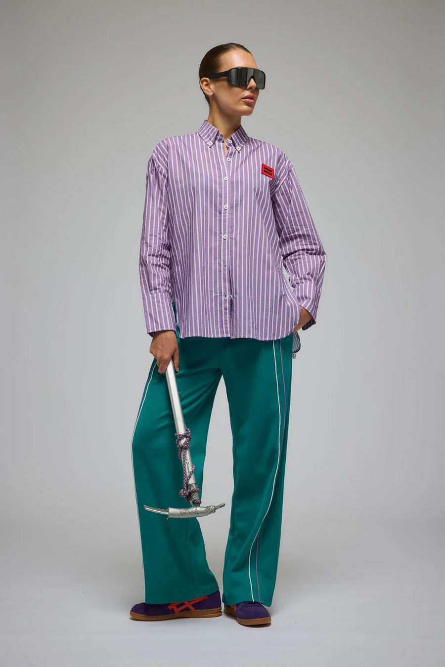 Araminta James Bisous Cotton Stripe Shirt - Violet