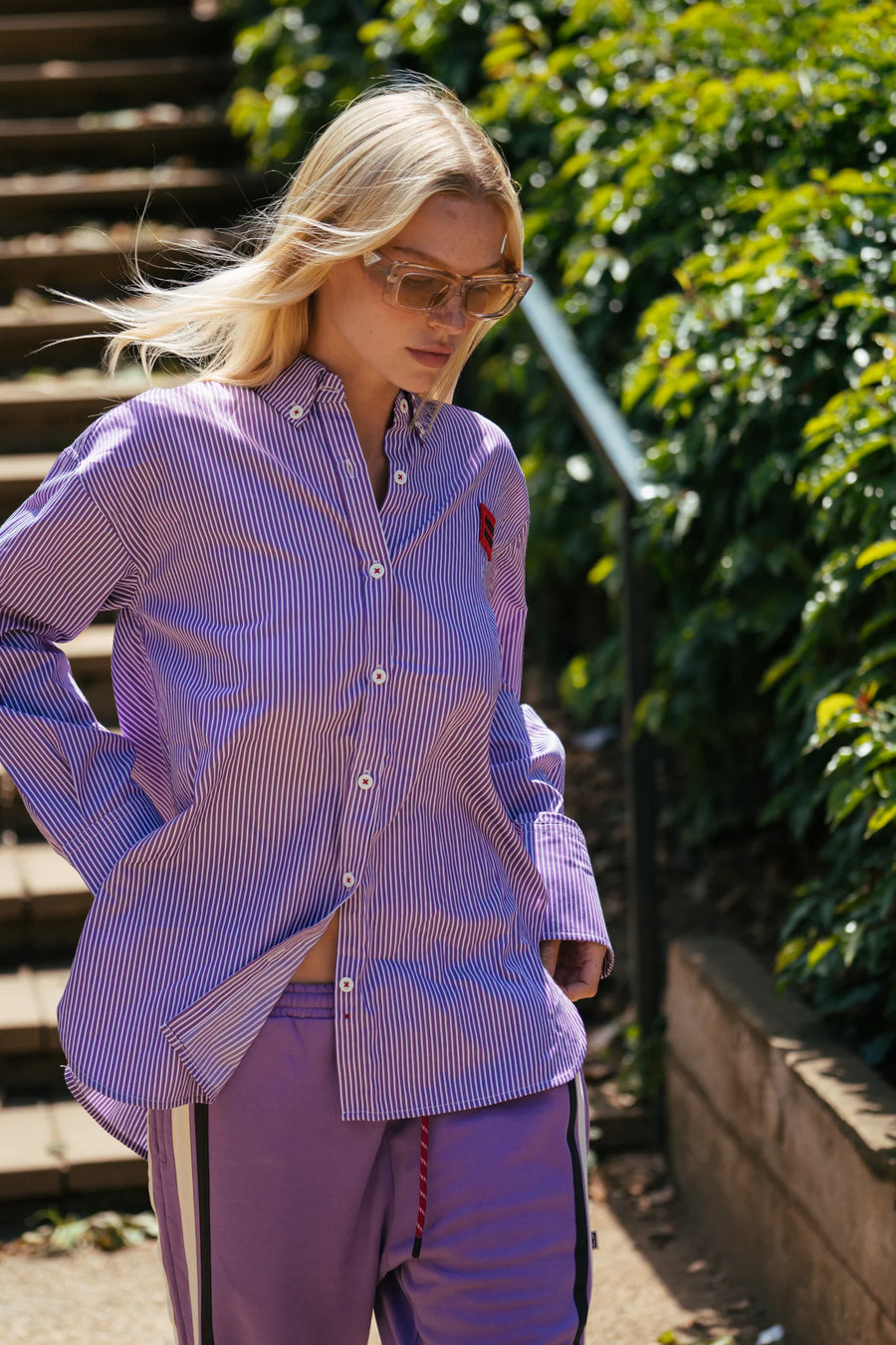 Araminta James Bisous Cotton Stripe Shirt - Violet