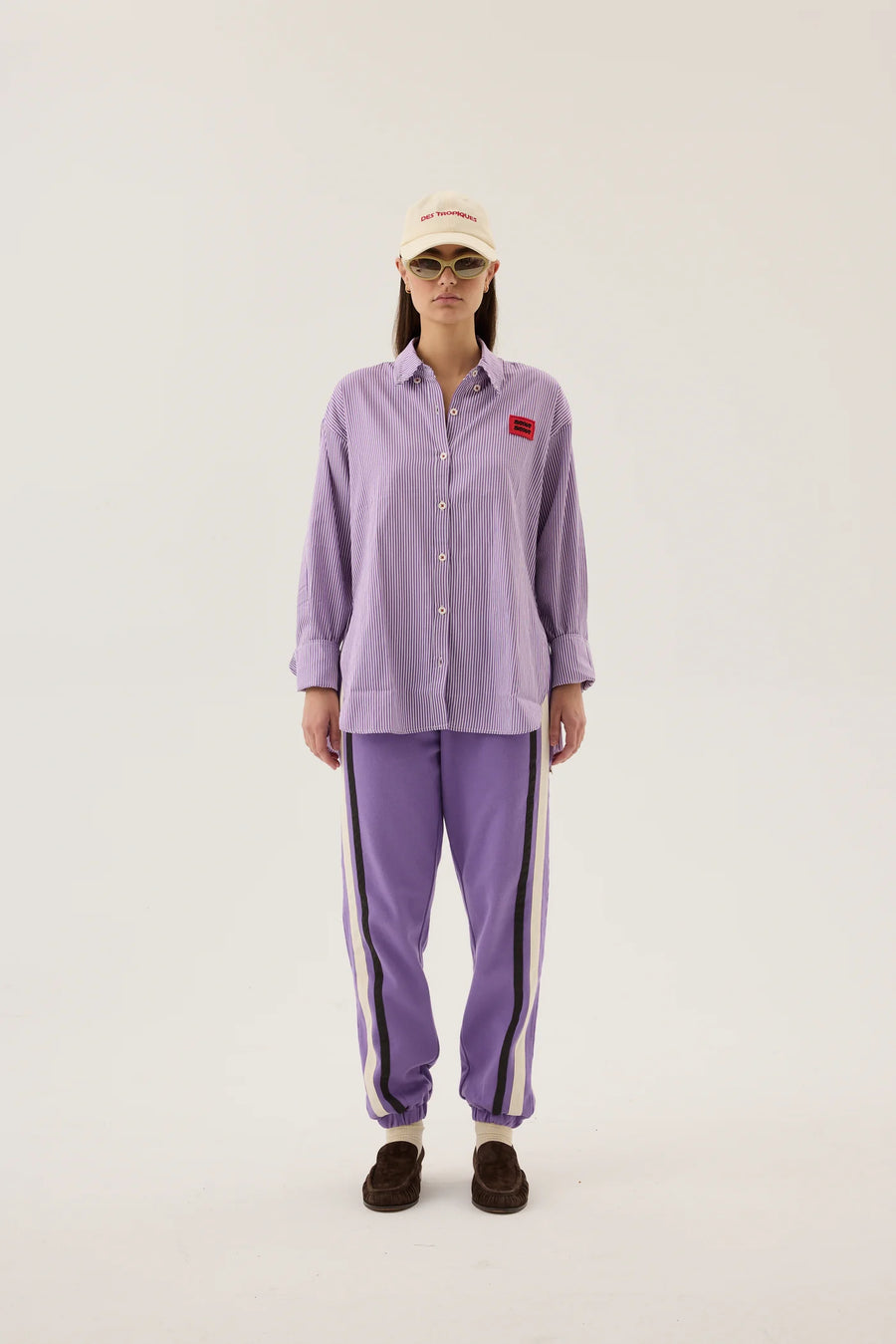 Araminta James Bisous Cotton Stripe Shirt - Violet