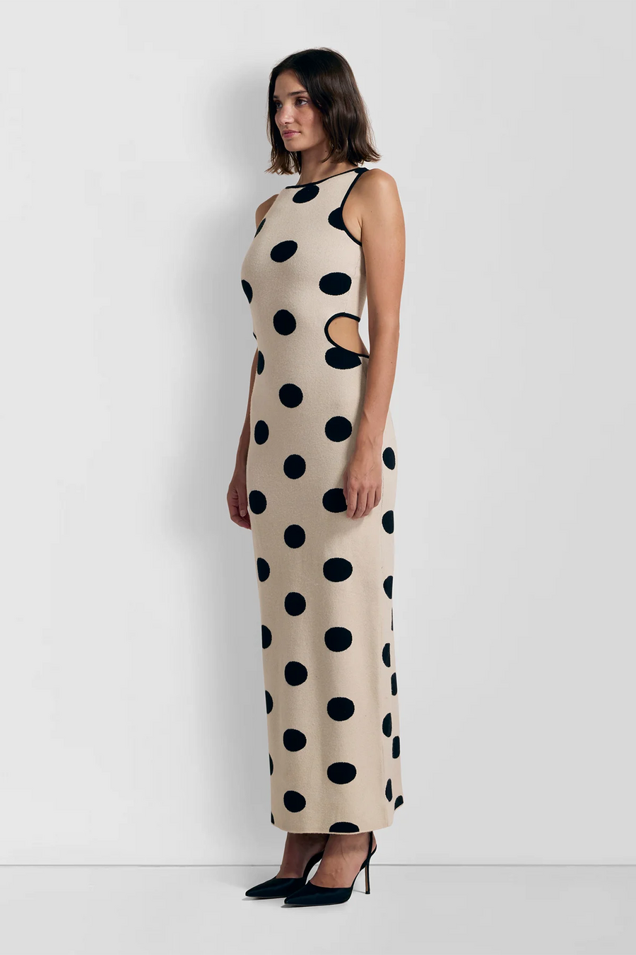 The Wolf Gang Mira Knit Maxi Dress - Creme Spot FINAL SALE