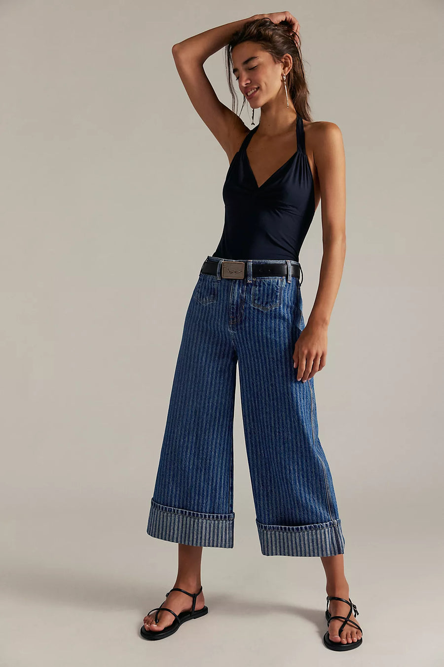 Free People Brette Cropped Wide Leg - Bittersweet Blue