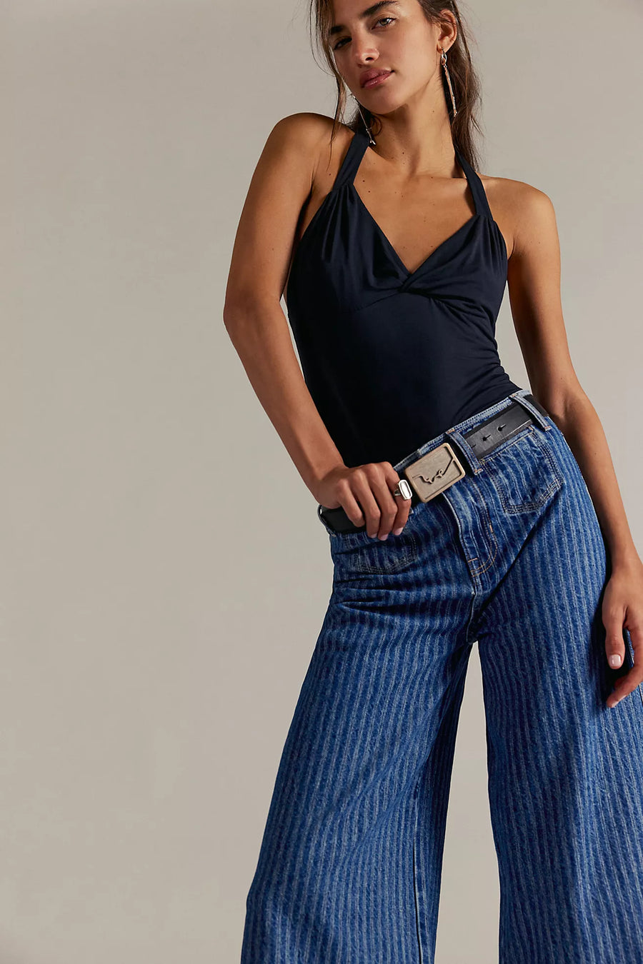 Free People Brette Cropped Wide Leg - Bittersweet Blue