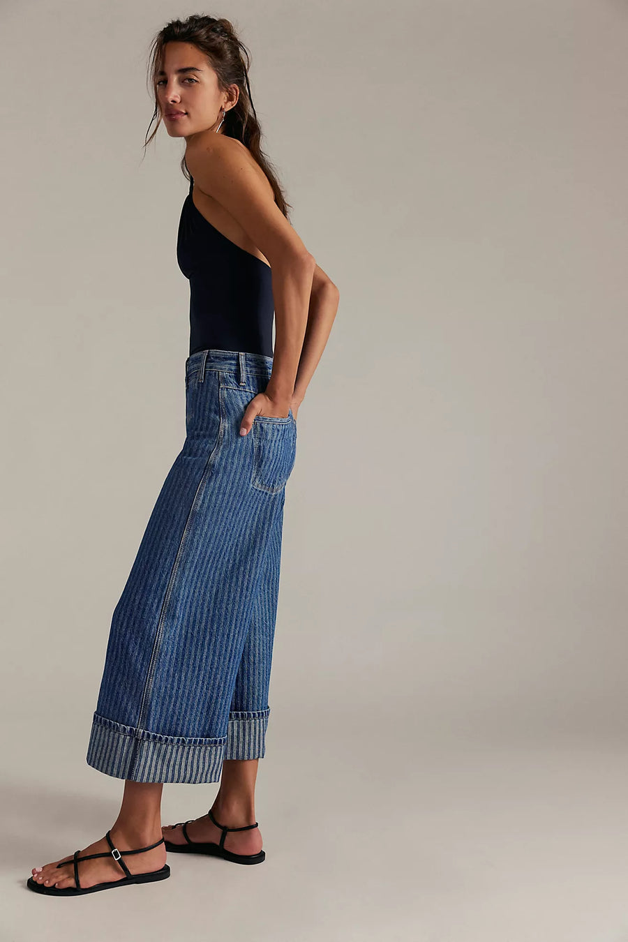 Free People Brette Cropped Wide Leg - Bittersweet Blue