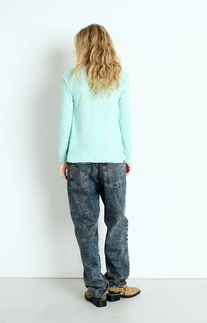 American Vintage Jackonsville L/S Vneck - Vintage Cucumber