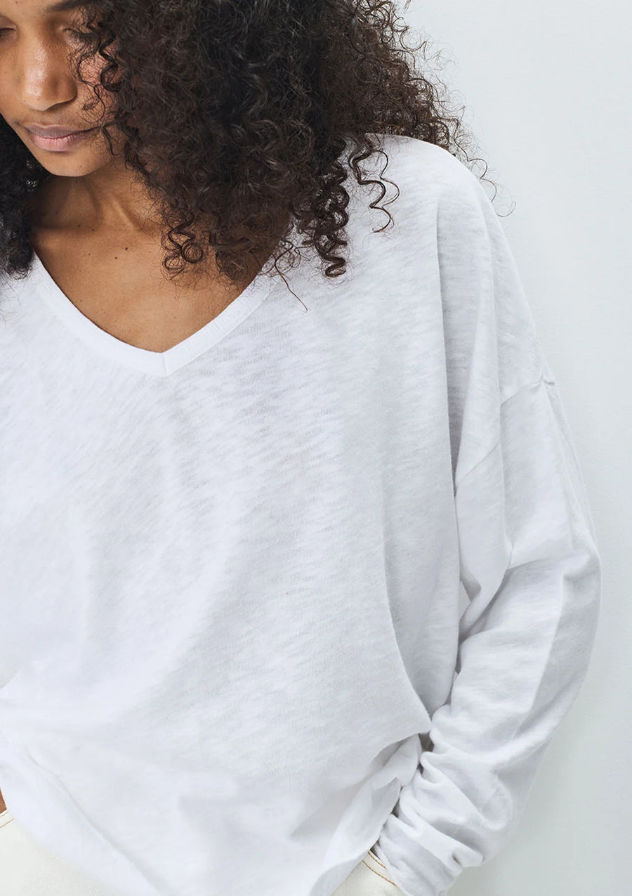 American Vintage Sonoma L/S V-neck - White