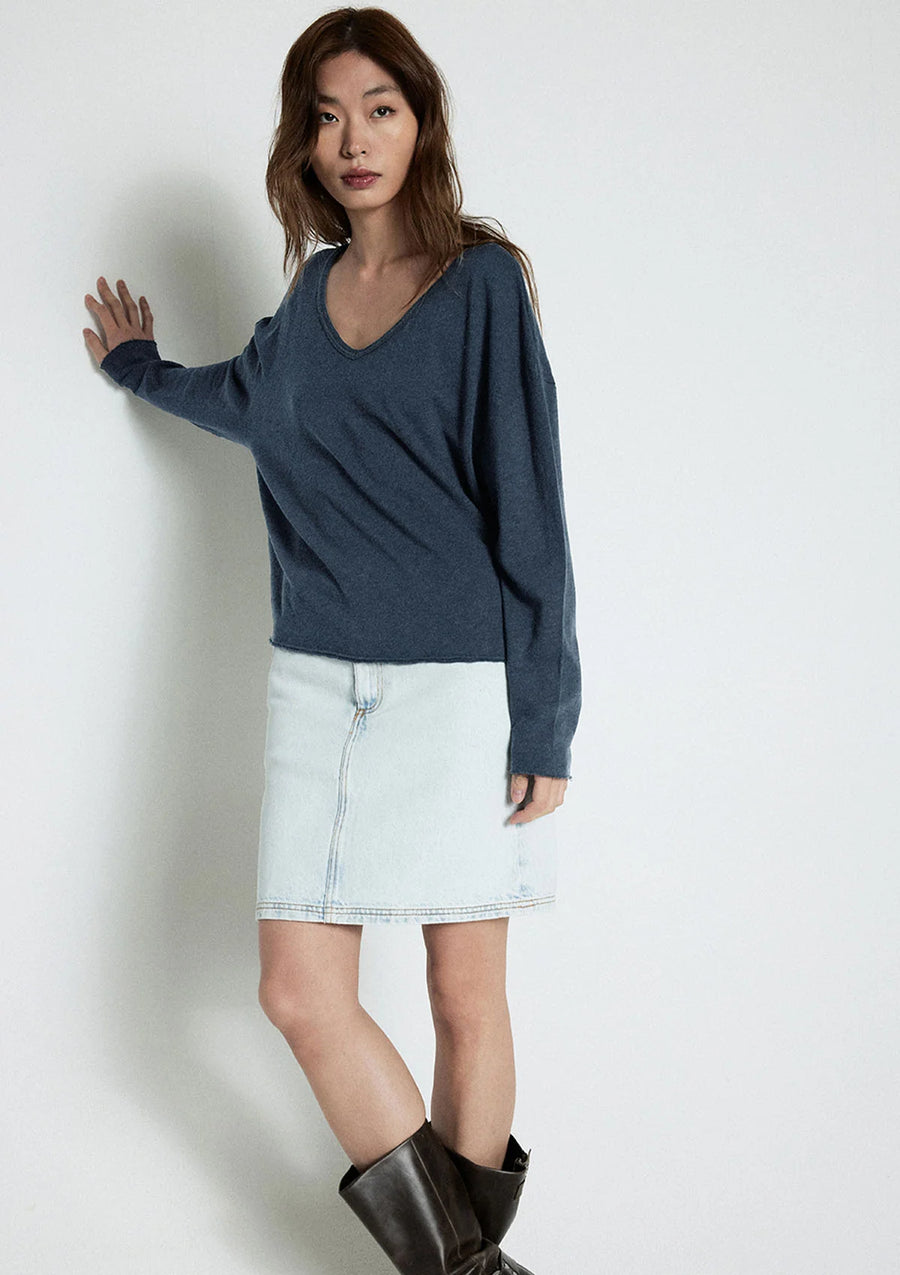 American Vintage Sonoma L/S V-neck - Vintage Navy Blue