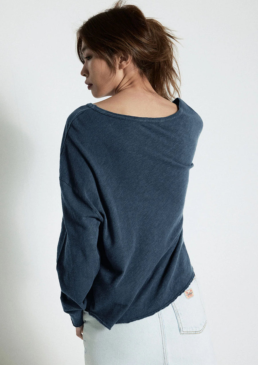 American Vintage Sonoma L/S V-neck - Vintage Navy Blue