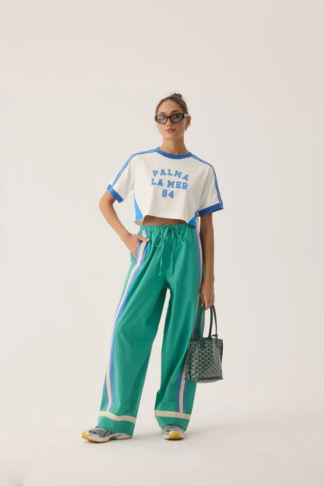 Araminta James La Mer Stripe Pant - Jade Green