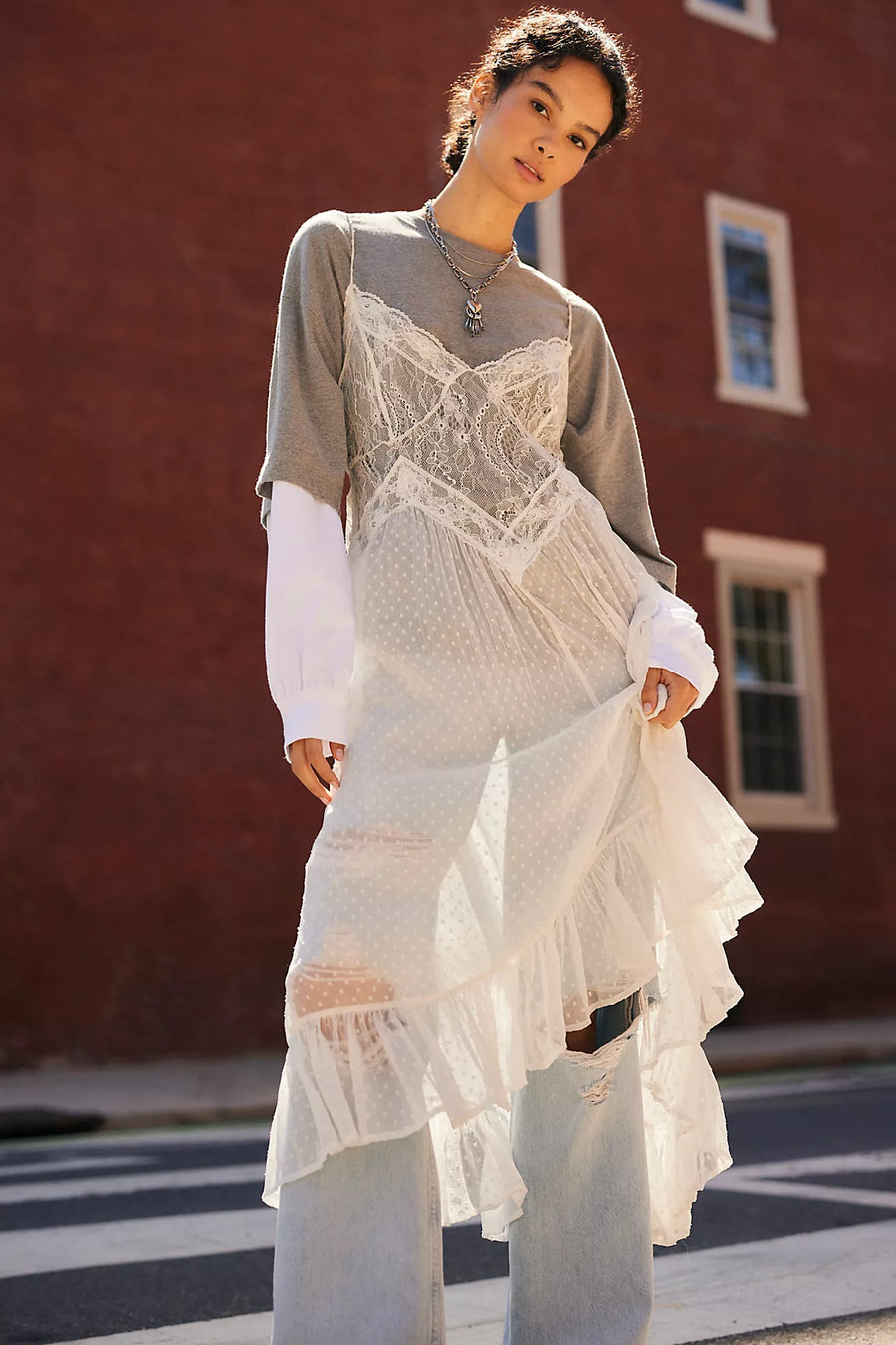 Free People Light My Fire Slip - Clean Ivory