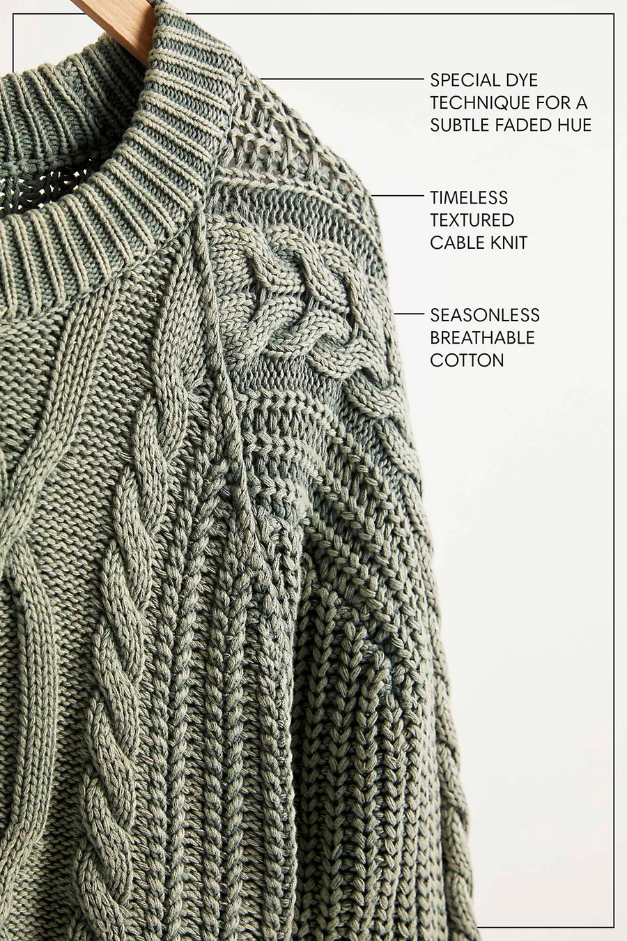 Free People Frankie Cable Knit Sweater - Onyx