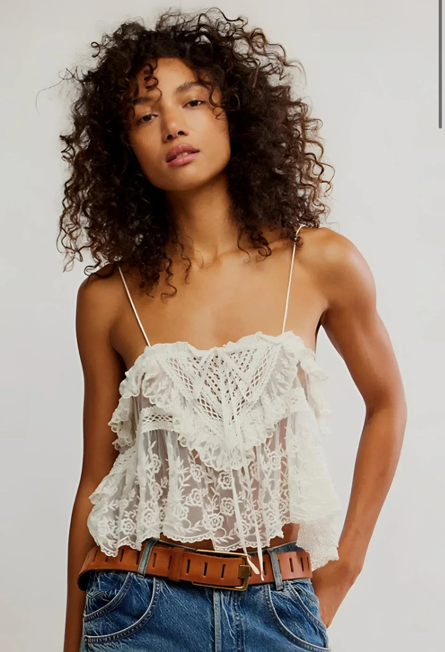 Free People Sofia Embroidered Tank - Ivory