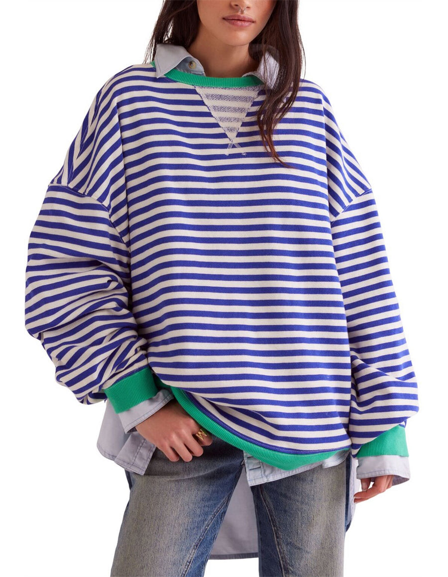 Free People Classic Striped Crew - Sand Dollar Combo