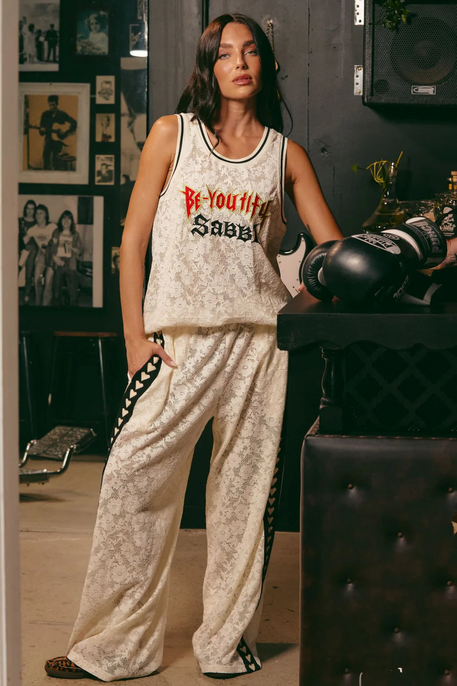 Sabbi The Raving Hearts Lace Pants - Cream