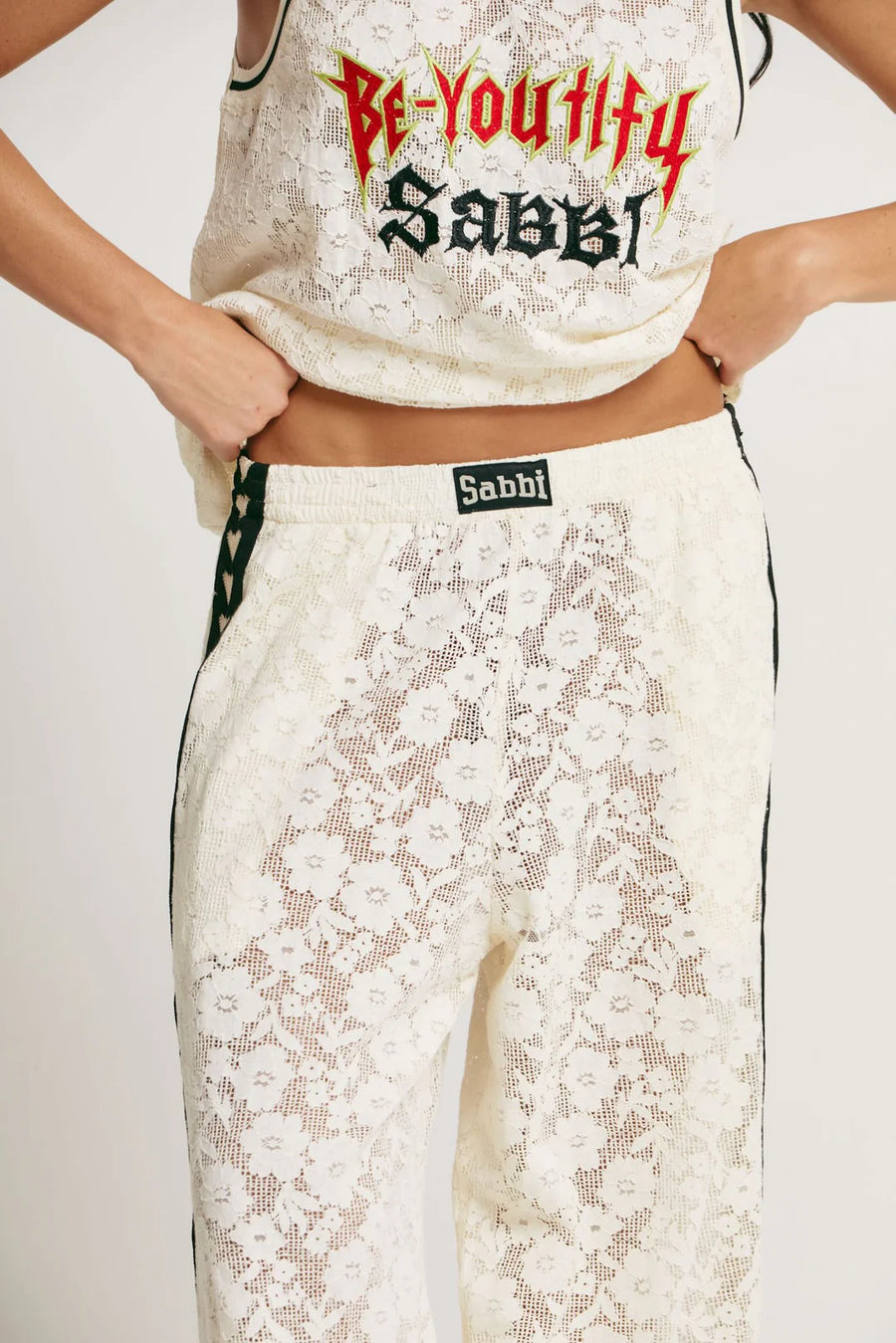 Sabbi The Raving Hearts Lace Pants - Cream