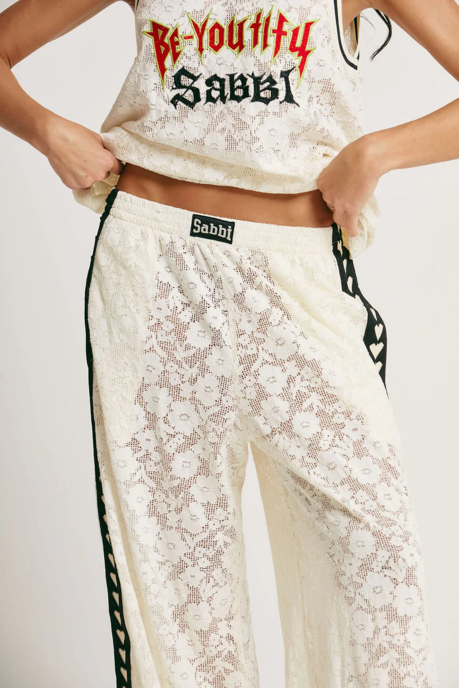 Sabbi The Raving Hearts Lace Pants - Cream
