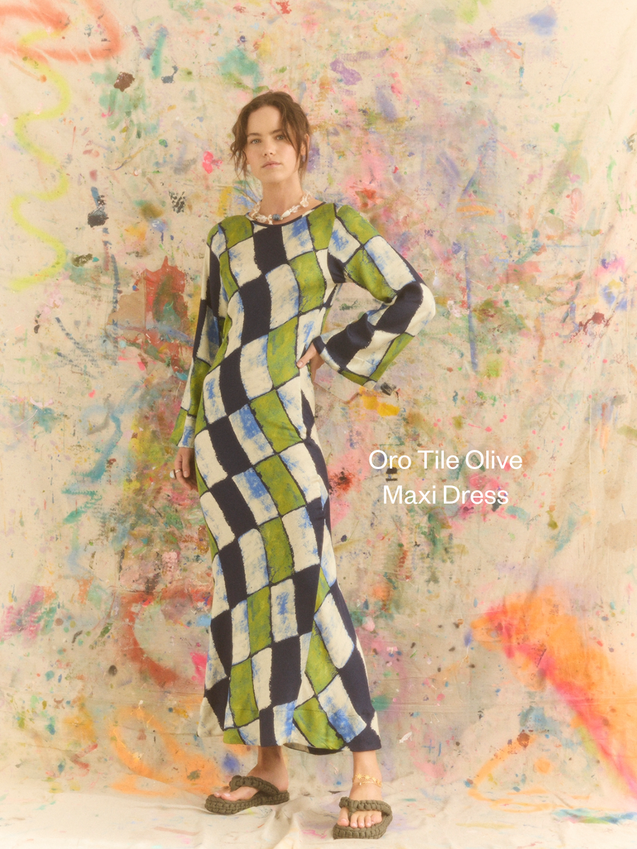 Kinga Csilla Oro Tile Olive Maxi Dress