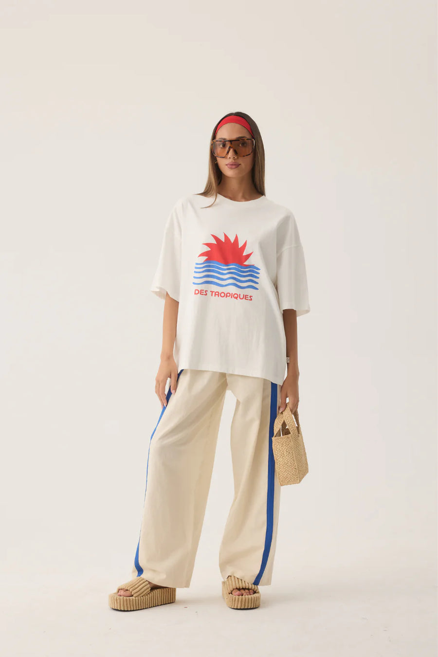 Araminta James Tropiques Oversized Tee - Warm White