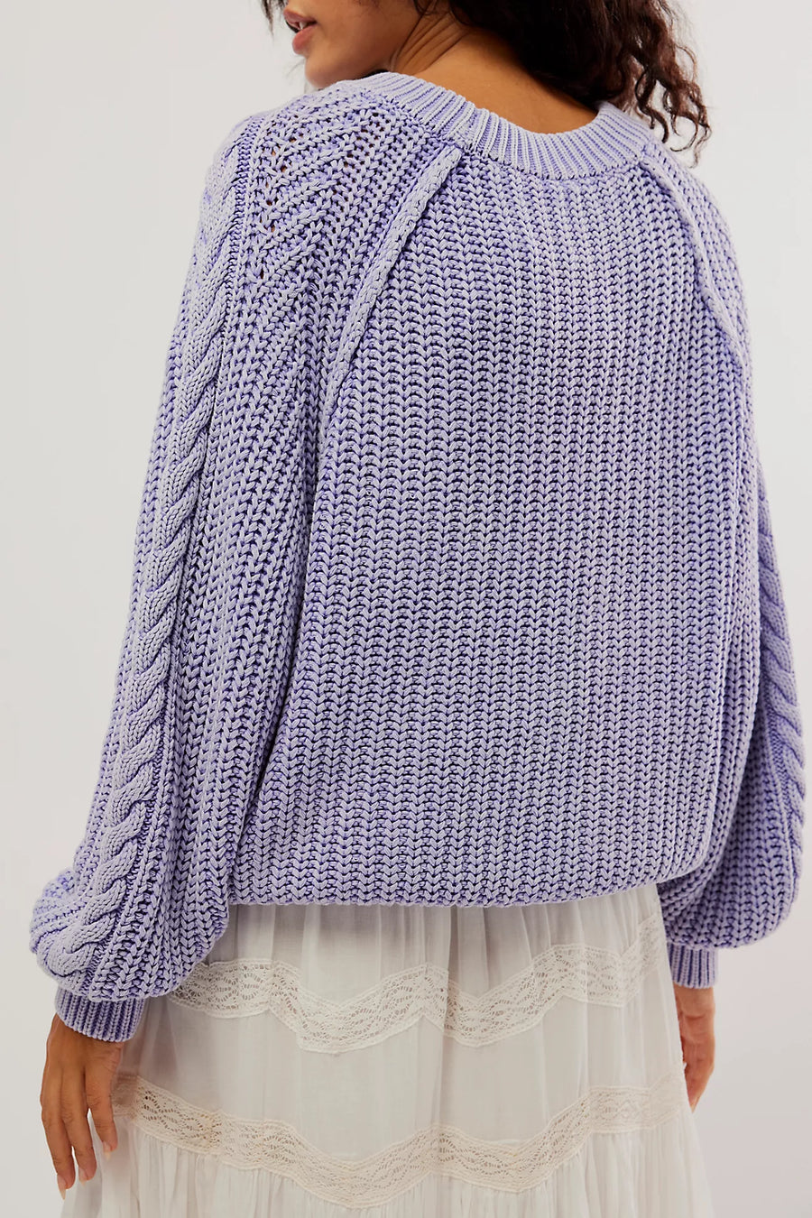 Free People Frankie Cable Sweater - Heavenly Lavender