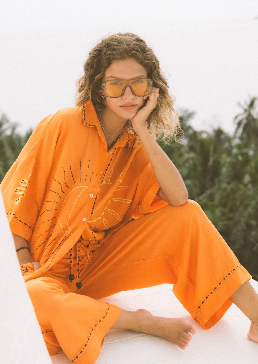 Kinga Csilla Token Embroidered Shirt - Orange