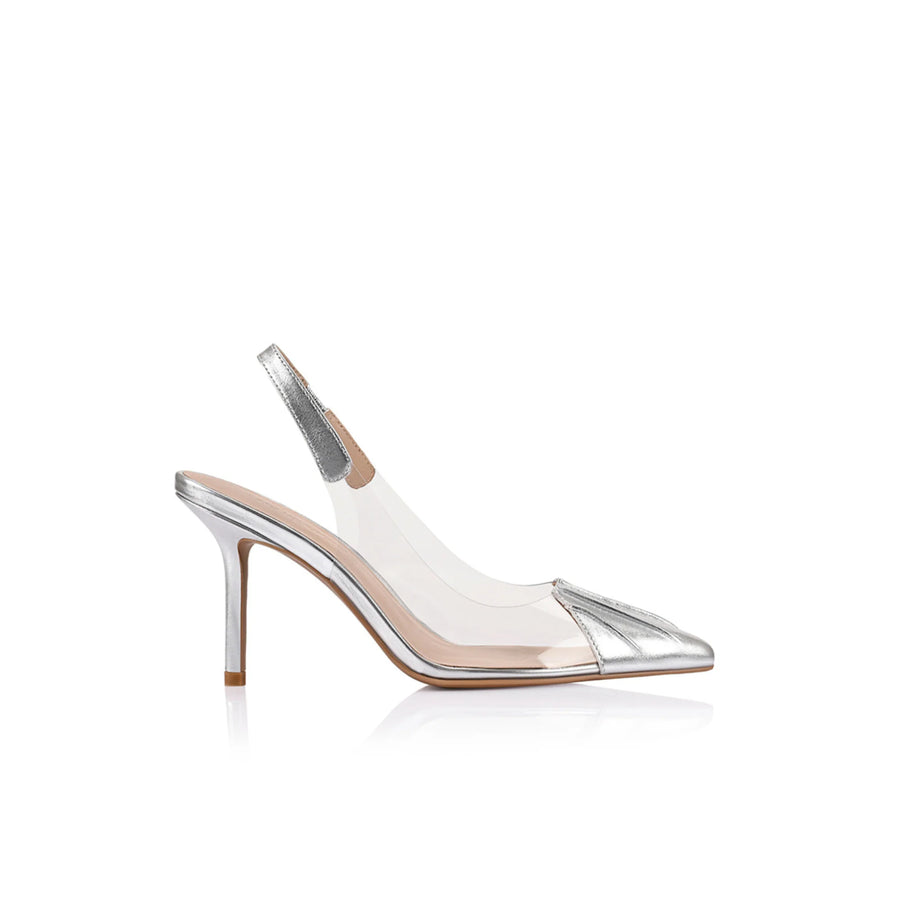 Lana Wilkinson Remi Pump Vinylite & Silver Metallic Patent Leather